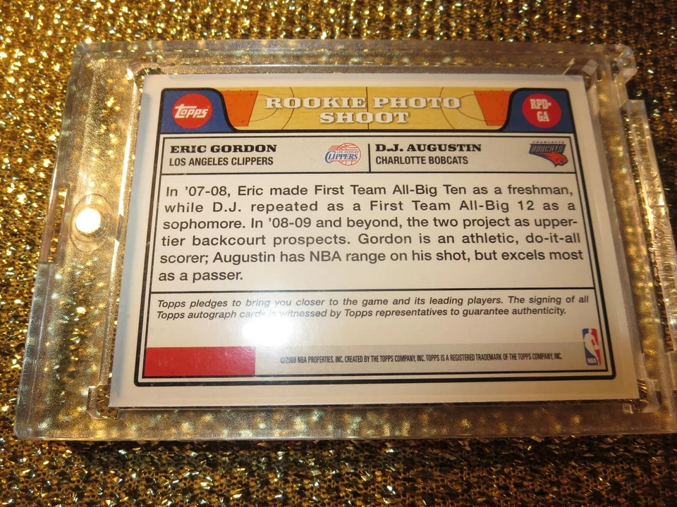 Eric Gordon Augustin 2008 Topps NBA Rookie Photo Shoot LA Clippers SIGNED Auto - Image 3 of 4