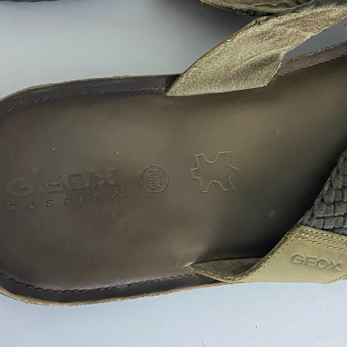 GEOX RESPIRA Mens Brown Sandals Size 12 (46 EU) Slides Beach 
