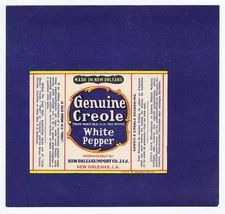 Genuine Creole, white pepper, can label, seasonings New Orleans LA