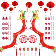38-Piece Chinese New Year Dragon Lanterns Set 2025 Spring Festival Decor