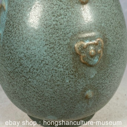 11.6" Old Song Dynasty Marked Ru Kiln Porcelain Dragon Garlic-Head Bottle Vase - Picture 4 of 9