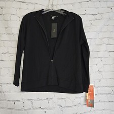 NWT DKNY Women's Black Long Sleeve Full Zip Semi Sheer Jacket Size M