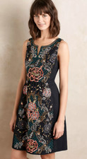 Anthropologie Moulinette Soeurs Perennial Floral Embroidered Dress Black Size 6
