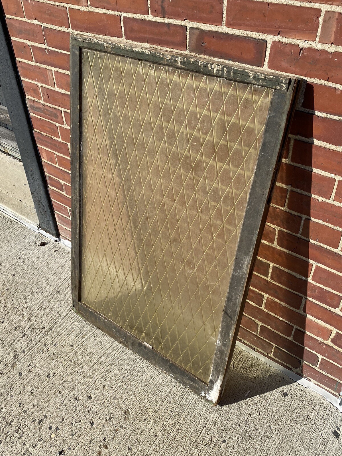 Antique Privacy Glass Window Single Piece Beautiful Diamond Pattern