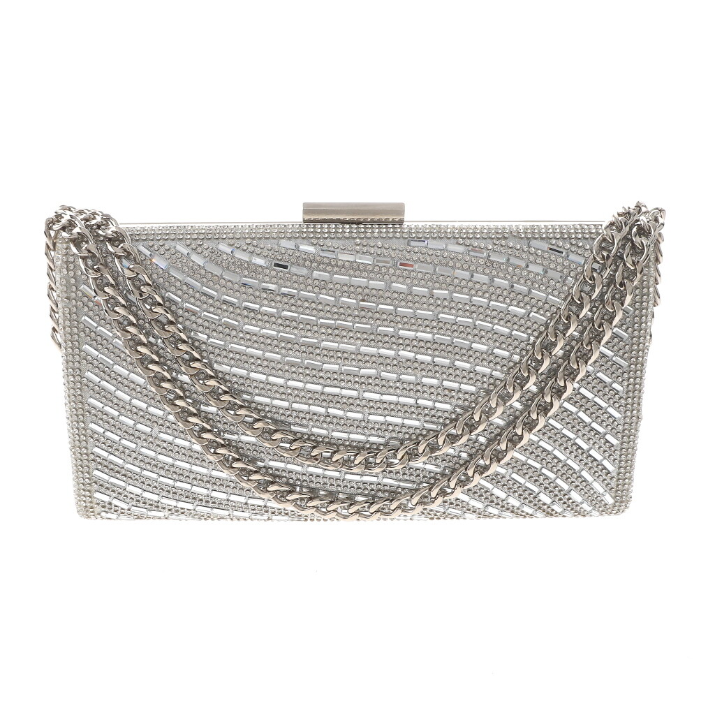Metallic Metal Frame Purse Clutch in Silver main image 0