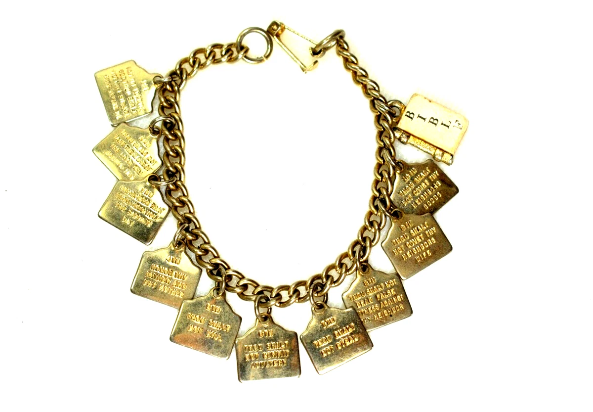 Vintage 10 shop commandments charm bracelet