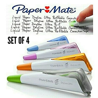 PAPER MATE 🔥 4 x Correction Pens Papermate Office Tape Fluid Pen Paper Books Schools Tipex