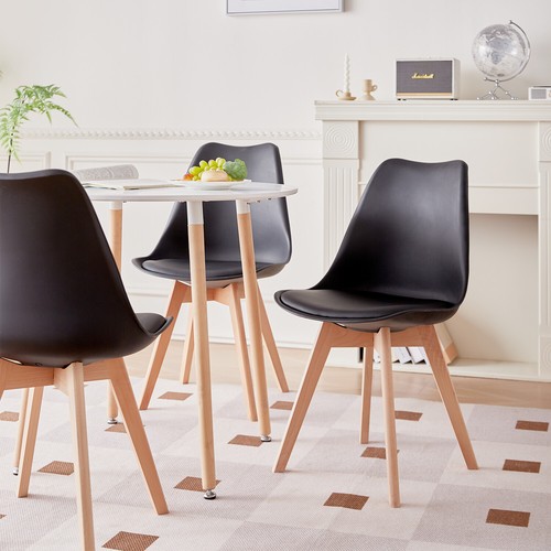 Juego de 6 Silla de Comedor, Sillas Cocina Nórdico con Asiento Acolchado Negro - Imagen 9 de 11