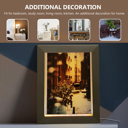 Cornice portafoto illuminata luce led cornice portafoto legno luce notturna - Foto 10 di 10