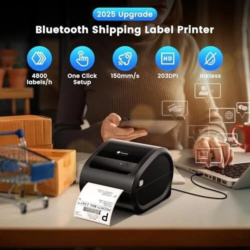Phomemo Thermal Bluetooth Label Printer for Small Business & Packages w/ IOS, PC - Image 3 of 4