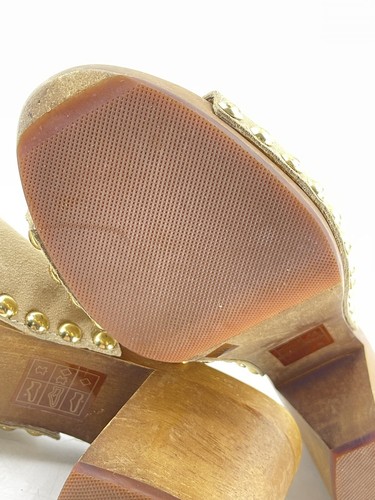 Michael Kors Women's Beige Suede Leather Block Heel Studded Sandals US Size 8M - Picture 11 of 14