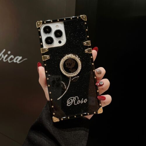 For Various Phone Diamond Rose +Ring Holder Case Shockproof Cover Girls Bracket - Picture 13 of 14