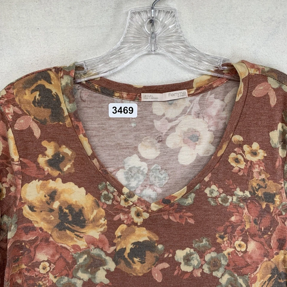 Blusa floral Femme By Tresics manga longa camiseta elástica macia tamanho grande em excelente estado usado - Imagem 4 de 4