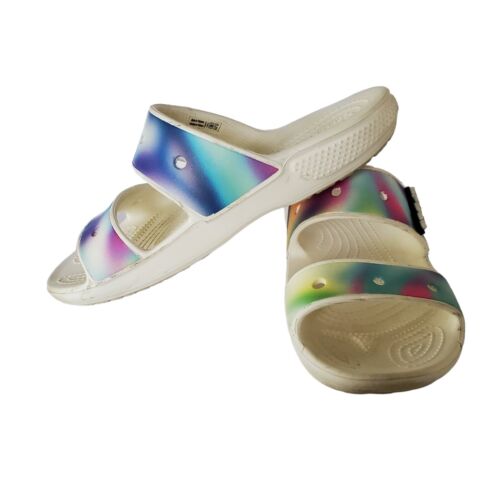 Crocs Solarized Damensandale Größe 8 Herren Größe 6 Krawatte gefärbt zwei Riemen