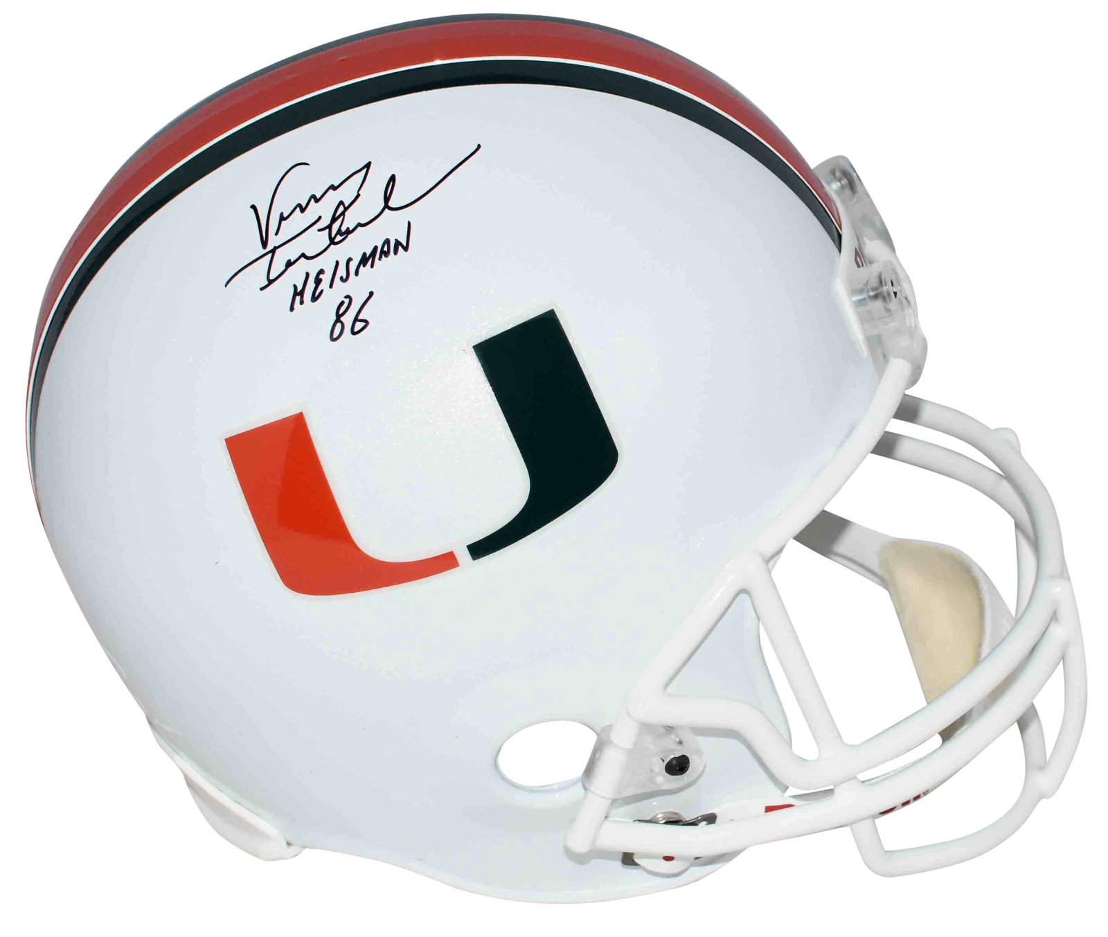 Vinny Testaverde Autographed Signed Miami Hurricanes FULL SIZE HELMET W/ HEISMAN 86 