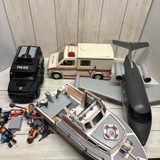 Vintage Playmobil Emergency Vehicles Figures Police Ambulance Coast Guard