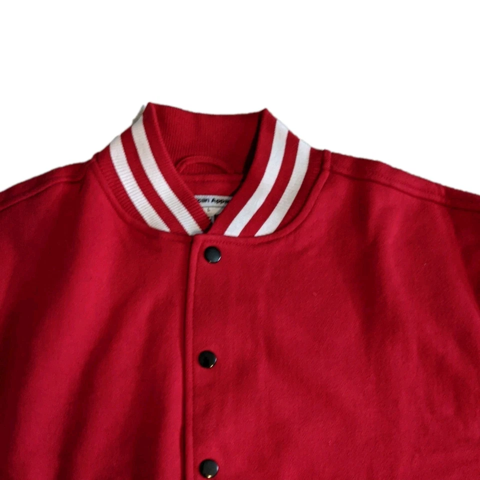 Chaqueta Universitaria Nueva Sin Etiquetas American Apparel Roja y Blanca Talla L Frente a Presión NUEVA Foto 4 de 4
