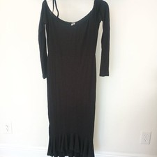 Asos Women's Black Long sleeve Off Shoulder Dress Size 8 Y2K Spring Summer Dress