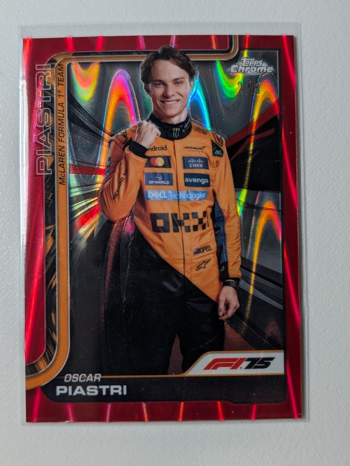 2025 Topps Chrome F1 Oscar PIastri #6 Portrait Red Raywave Refractor SSP #/5