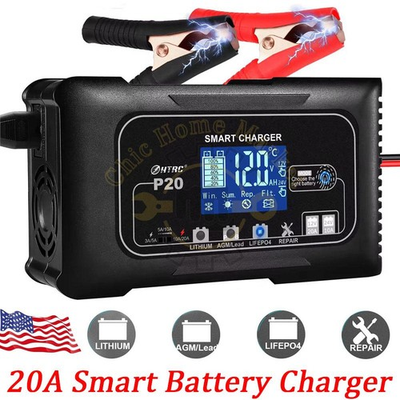 #ad #ad 2025 NEW Smart Battery Charger12V 20A 24V 10A.LithiumLifepo4Lead Acid AGM GEL $30.99