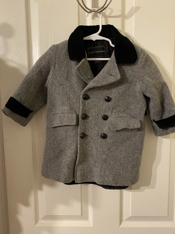 Casaco de lã A.Rothschild peito duplo com colarinho e punho de veludo preto tamanho 2T - Imagem 2 de 3