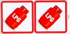 LPG gas stickers (x2), vinyl waterproof safety warning for vehicles labs etc
