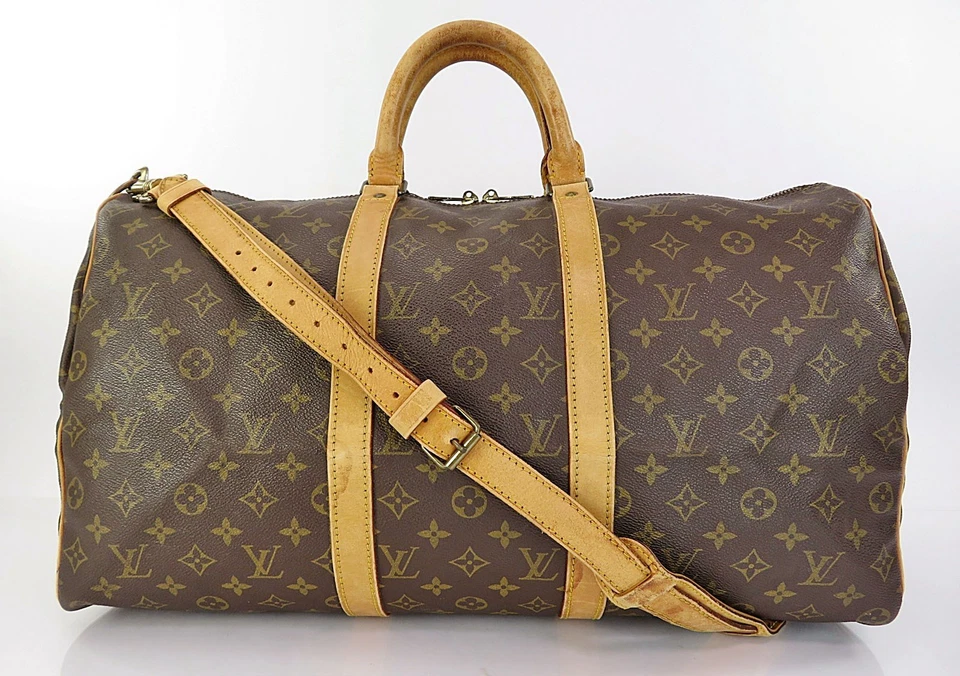 Auténtico bolso de lona Louis Vuitton Keepall bandolera 50 monograma #62099 Foto 2 de 4