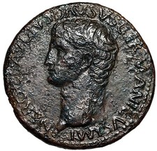 Nero Claudius Drusus Sestertius "Togate on Curule Chair" Fine