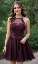 Blondie Nites By STACY SKLAR Prom Dress Sz 1 Wine Purple Rhinestone Formal
