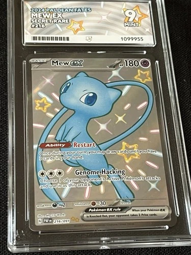 Mew EX 216/091 Paldean Fates Pokemon Card Secret Rare Ace 9 Grade Mint