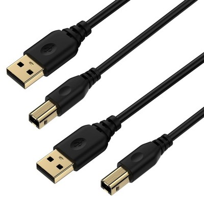 USB Printer Cable, 2Pack 6FT USB A to Type B Printer Cable, High Speed Transf...