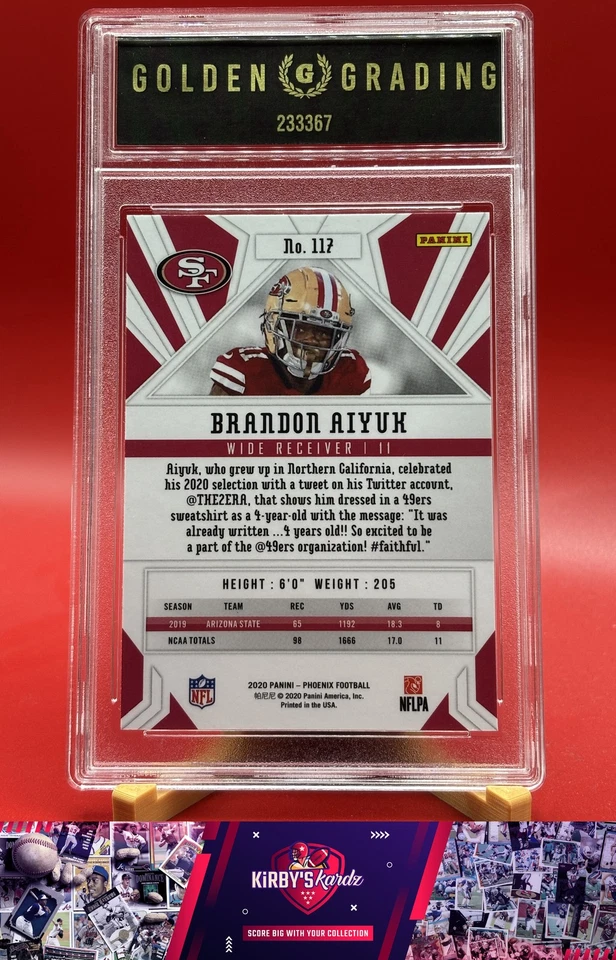 2020 Panini Phoenix #117 Brandon Aiyuk Color Burst Graded 10 RC - Image 2 of 2