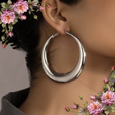 Minimalist silver color Hoop Earrings