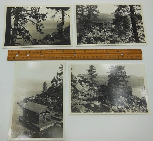 4 Vintage Photos of Rocky Roost  Lakefront Estate, Lake Tahoe, Calif.