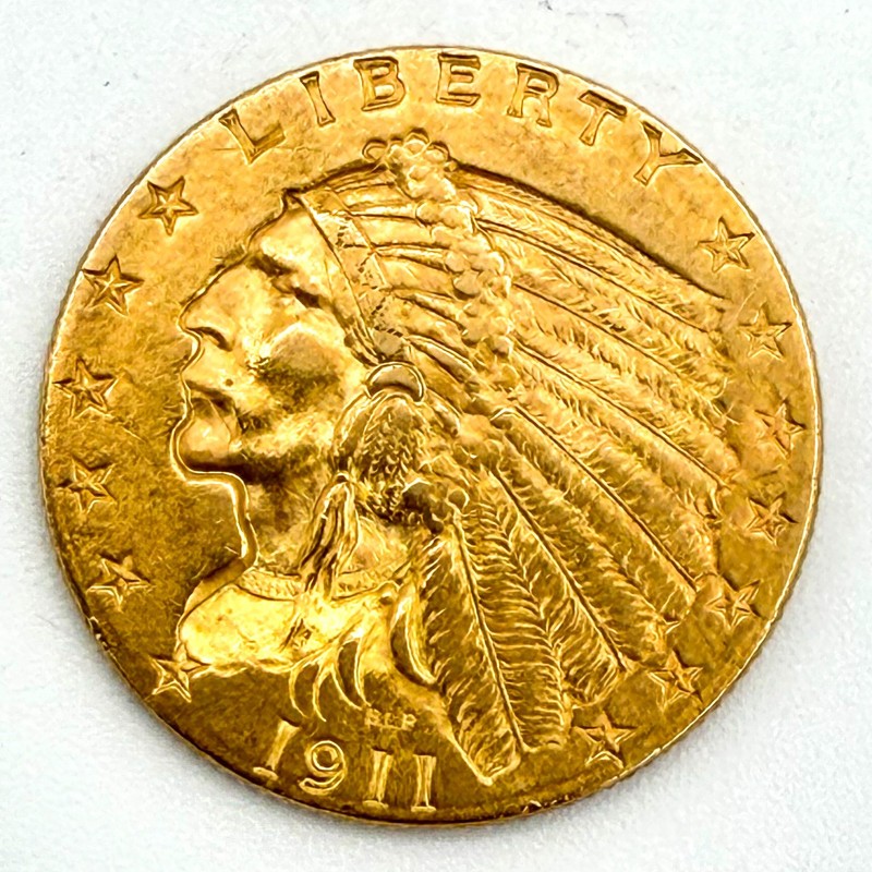 1911 $2.50 Gold Indian Head Quarter Eagle, see VIDEO, great detail