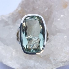 Ring Prasiolith, grüner Amethyst, 925er Silber, Gr. 17,2 - Grün - facettiert