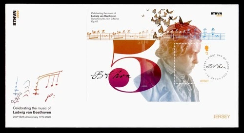 DR WHO 2020 GB JERSEY FDC BEETHOVEN MUSIC S/S L2 M68310
