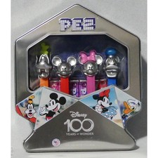 DIsney 100 Years PEZ 4 Platinum Characters In Collectors Tin