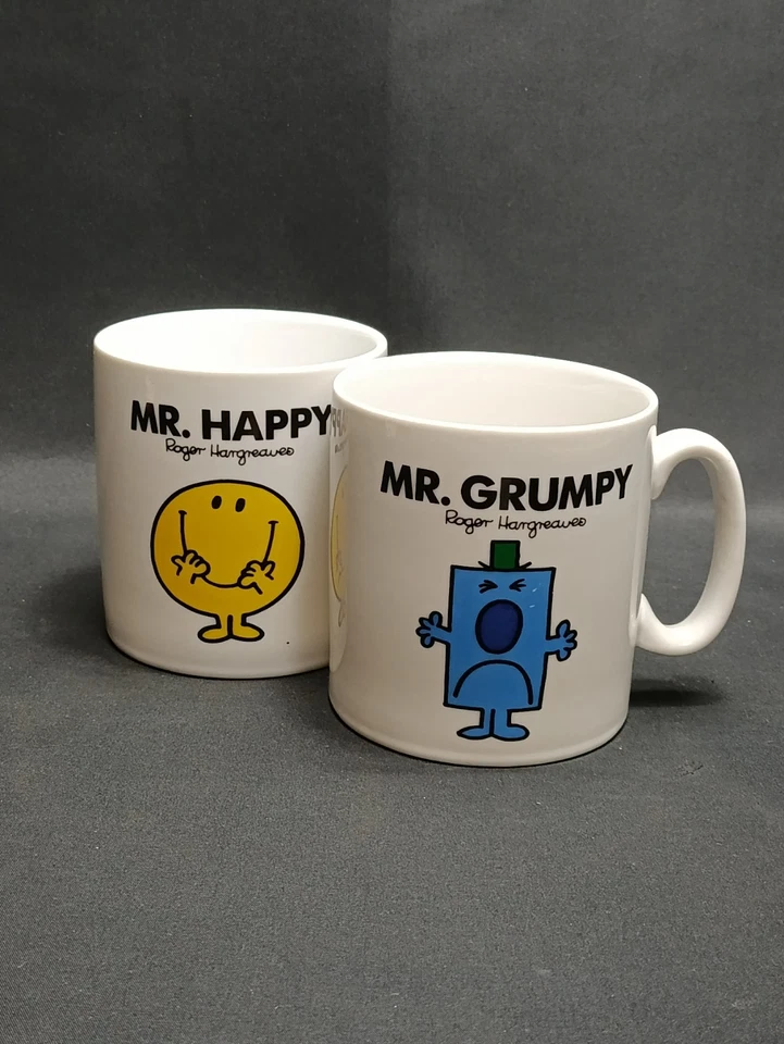 Mr Men Chorion MR. HAPPY & MR. GRUMPY coffee tea mug cup Roger Hargreaves 2011 - Image 2 of 4