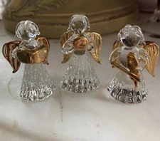 Vintage 1999 About Face Designs Christmas Glass Set of 3 Musical Angels