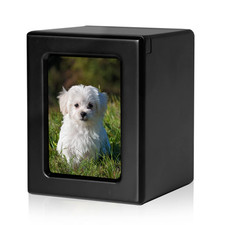 PCS Pet Urn for Dog Ashes - Photo Cremation Box - Small Dogs - Black