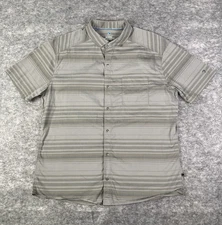 Kuhl Intriguer Shirt Mens XL Gray Striped Snap Outdoor Hiking Performance