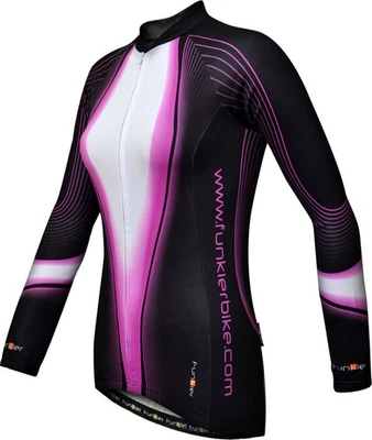 Funkier J-394-LW Ladies Long Sleeve Winter Jersey in Black/Purple - X-Small - Imagen 1 de 4