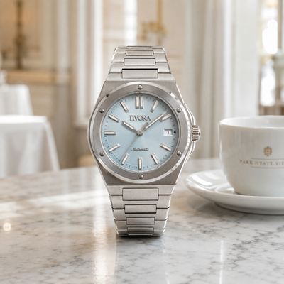 #ad TÍVORÁ Vertex Argent Steel Sky Dial Automatic Watch $285.00
