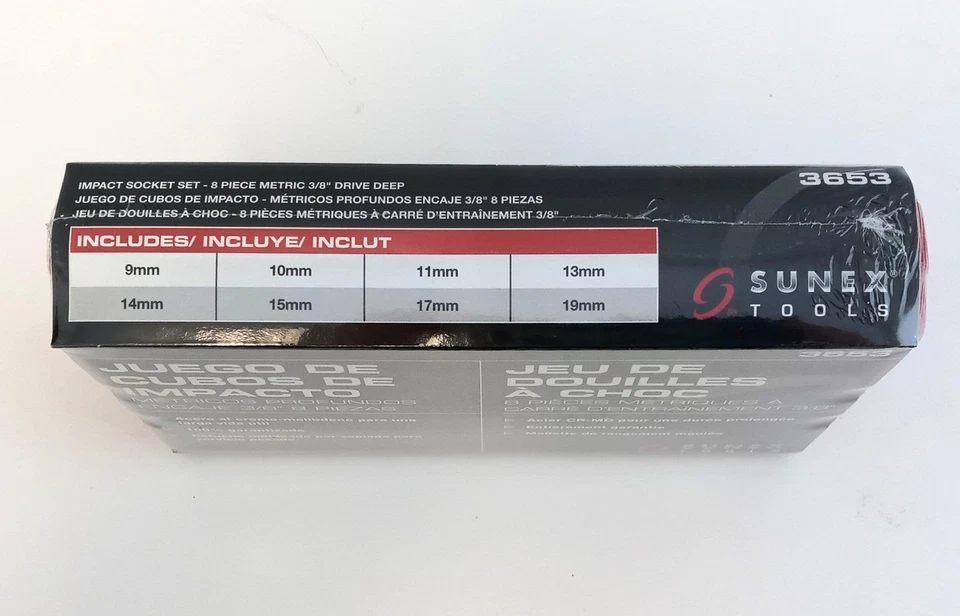 Sunex 3653 8 Piece 3/8" Drive 6 Point Metric Deep Impact Socket Set - Image 2 of 4