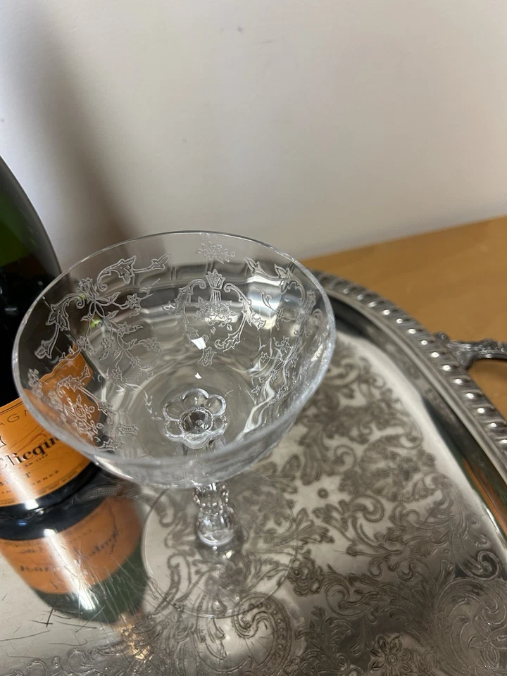 FOSTORIA GLASS CO. NAVARRE CRYSTAL 6-OUNCE 5-3/8" TALL CHAMPAGNE COUPES - Image 2 of 2