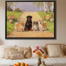 Animal Oil Painting Rottweiler Canvas Print Dog Themed Home Decor Puppy Artwork