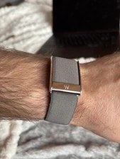 New Whoop 5.0/MG Coreknit Luxe Gray Band - Whoop Logo - Shiny Silver Clasp