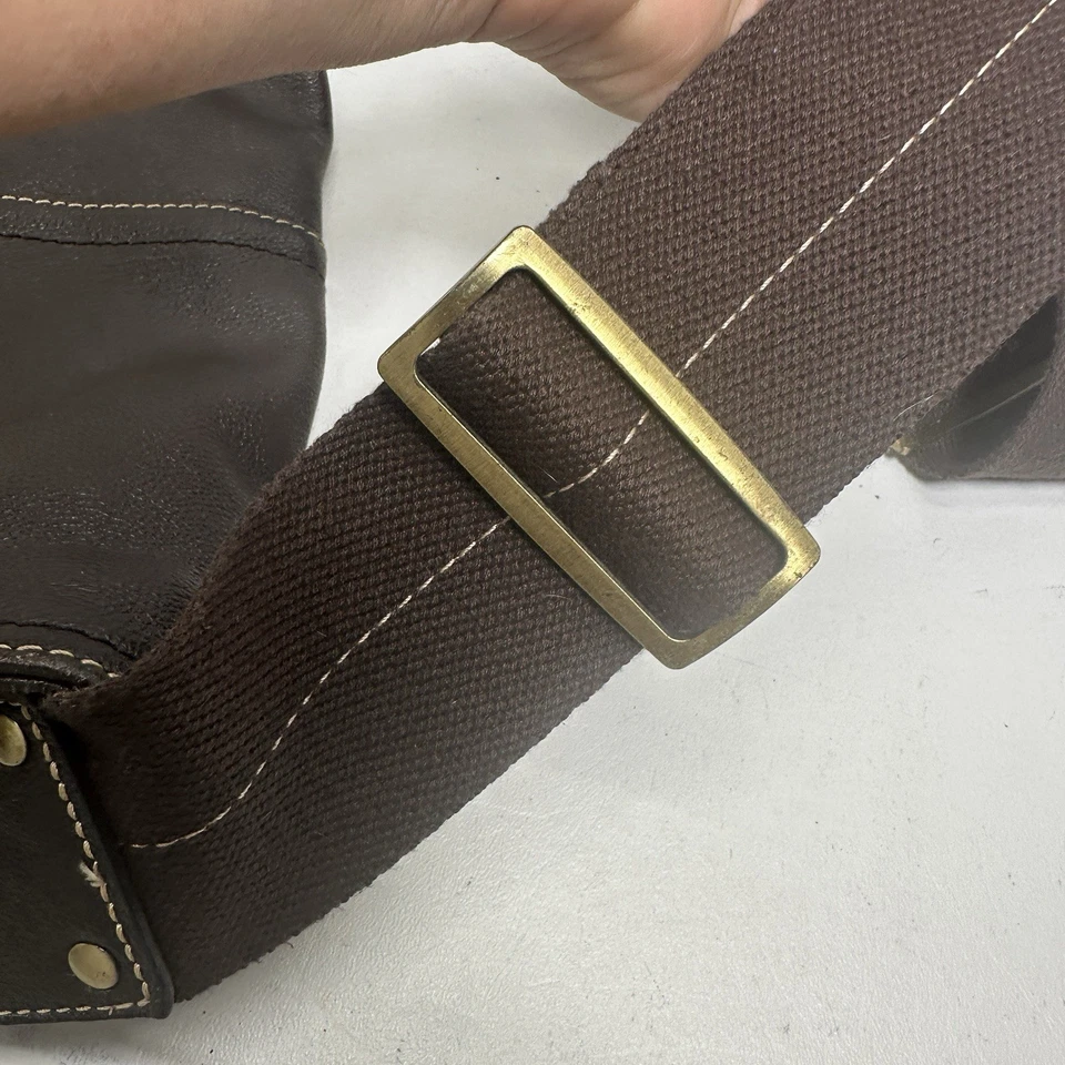 Bolso Bandolera Amerileather L Marrón Guijarro Cuero Forrado Bolsillos Foto 4 de 4