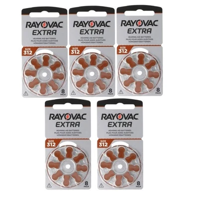 40x Rayovac Extra Size 312 Hearing Aid Batteries PR41 1.4V Zinc Air